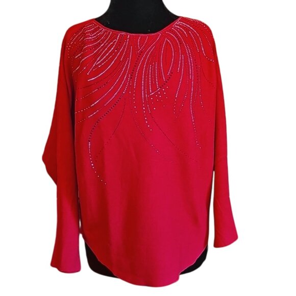 Siren Lily red with sequin embellishments knit sweater - Picture 2 of 8